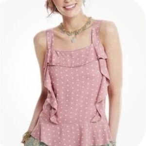 Matilda Jane Women's Small Pink Polka Dot Ruffle Happy Free Top